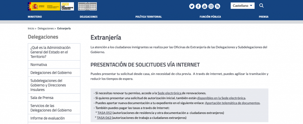 WEB Ministerio de Política Territorial y Función Pública